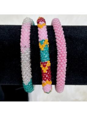 HAND CRAFTED in Nepal Beaded Bracelets (set of 3) #112